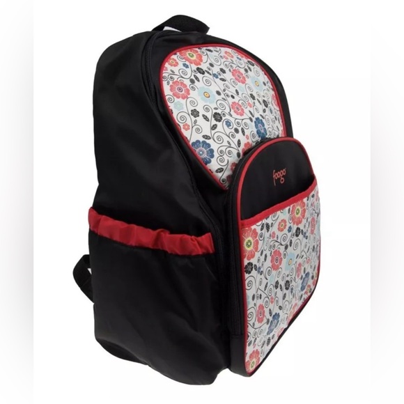 Thermos Foogo Floral Backpack Diaper Bag Poppy Patch Black - Picture 2 of 12